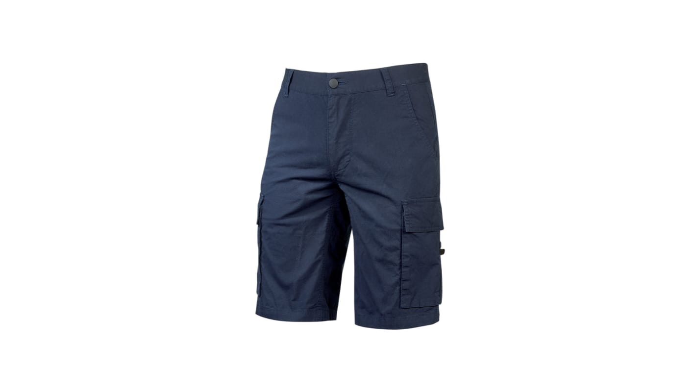 Pantalones cortos de trabajo Unisex U Group de 3 % Spandex, 97 % algodón de color Azul