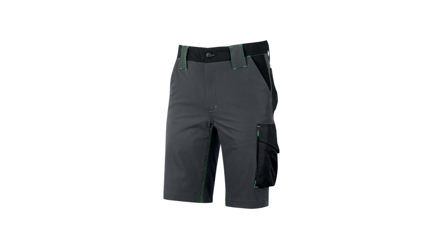 Pantalones cortos de trabajo Unisex U Group de 14 % Spandex, 86 % nylon de color Gris asfalto/verde