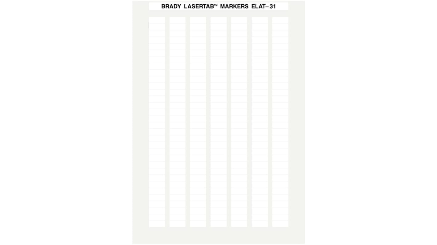 Brady LaserTab White Label Roll, 20mm Width, 8mm Height, 10080Per Roll Qty