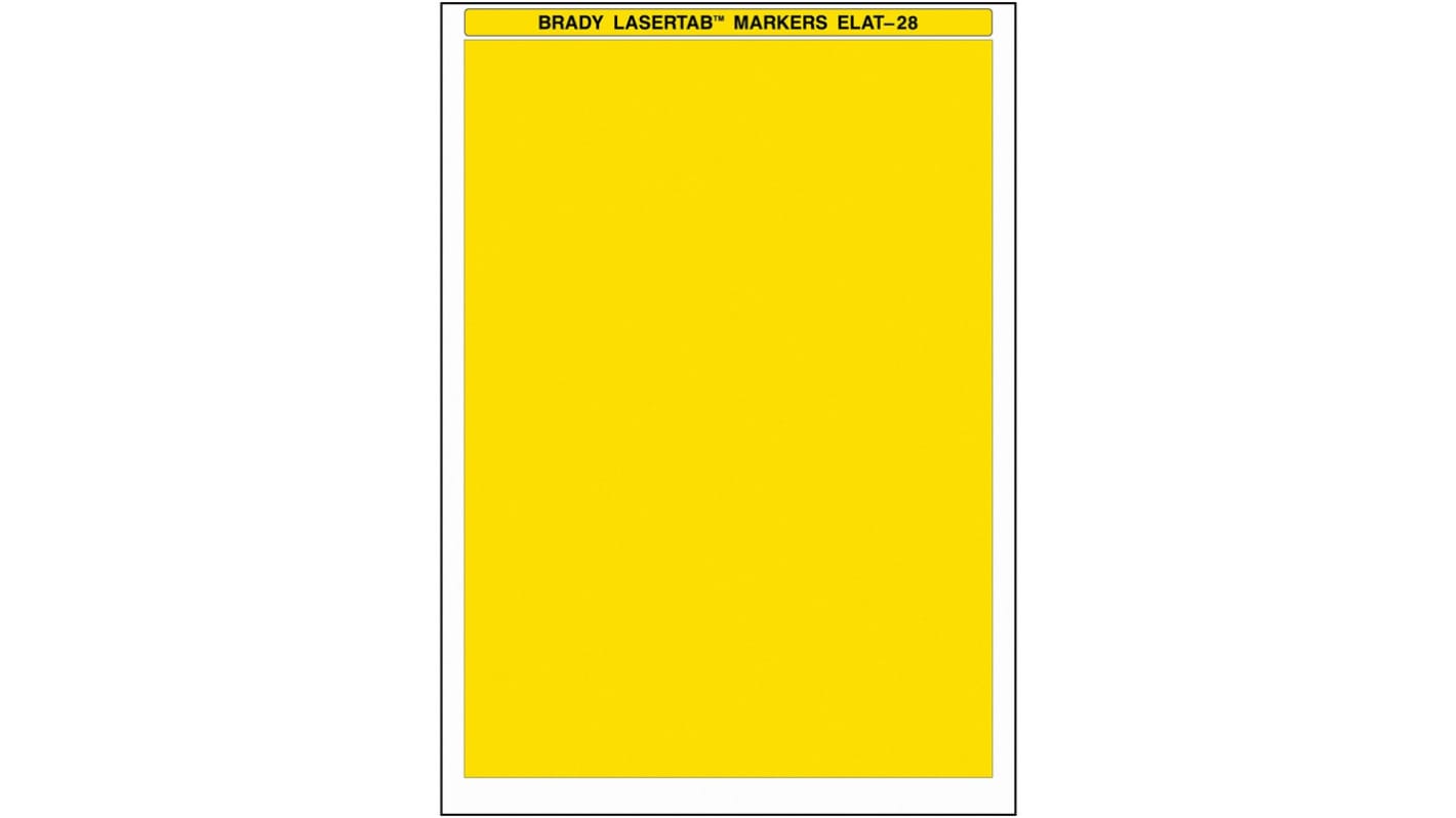 Brady LaserTab Yellow Label Roll, 210mm Width, 297mm Height, 25Per Roll Qty