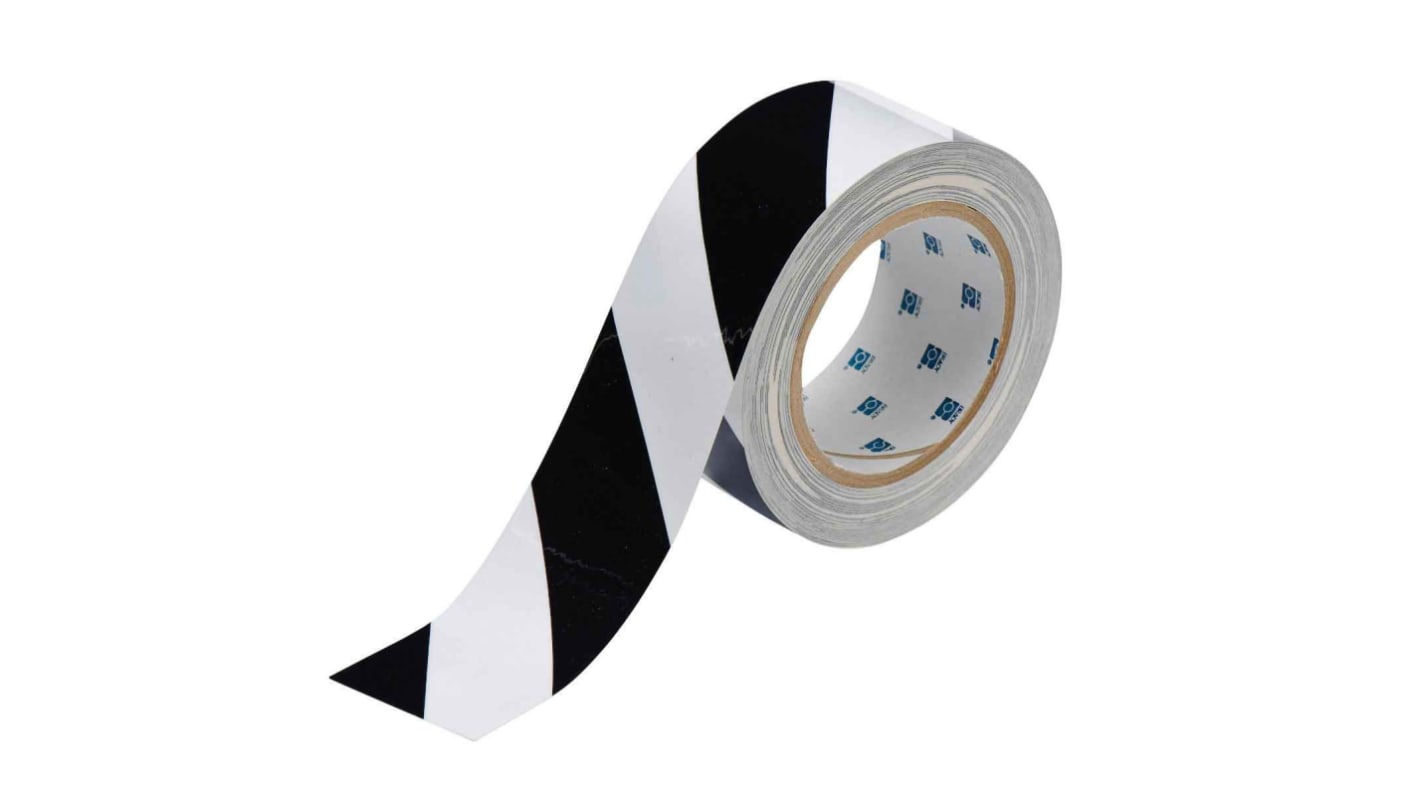 Brady Black, White Rubber 30.48m Floor Tape, 0.2mm Thickness