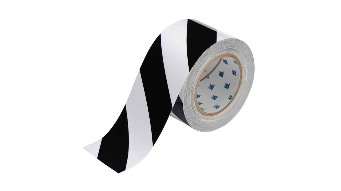 Brady Black, White Rubber 30.48m Floor Tape, 0.2mm Thickness