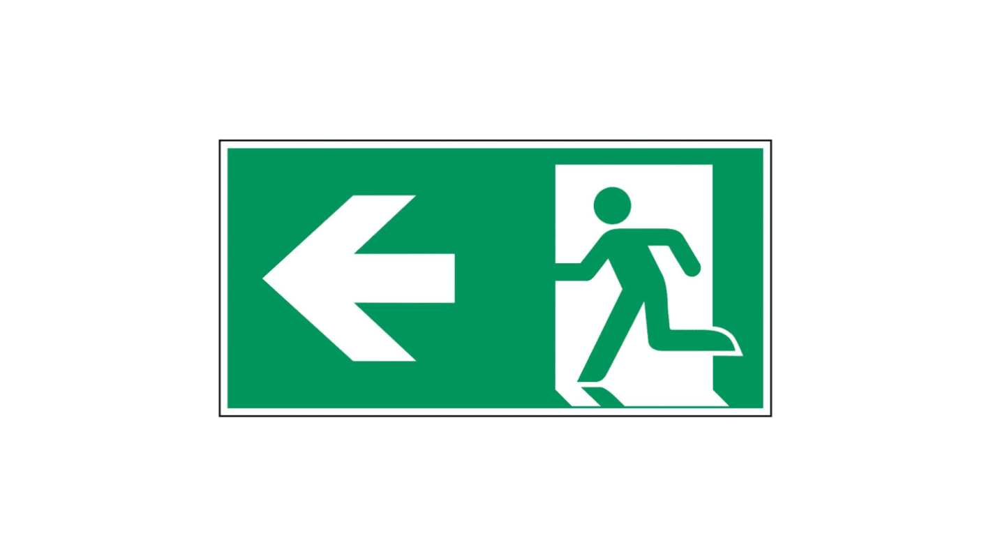 Polyester Emergency Exit Left, None,  With Pictogram Only, Exit Sign