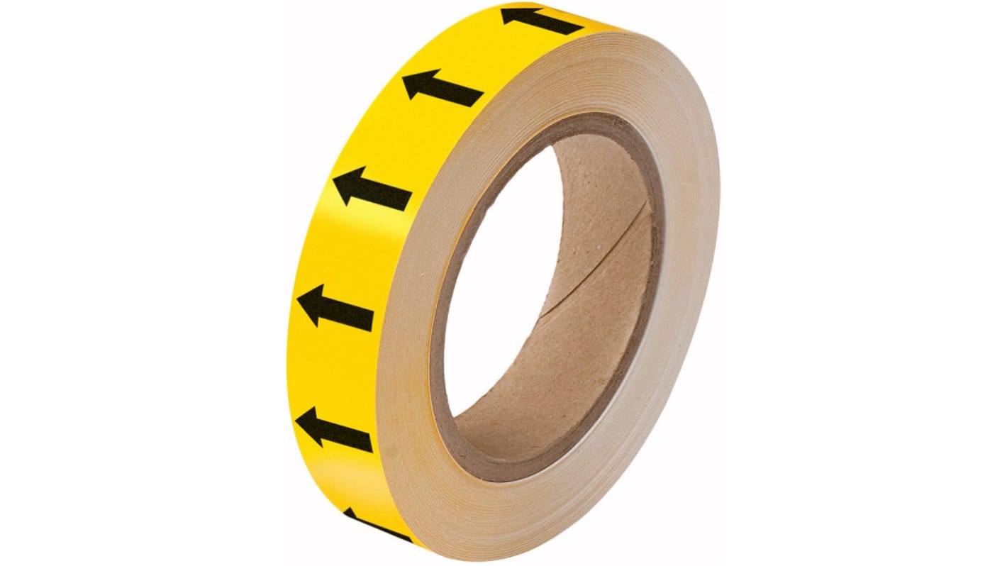 Brady Black, Yellow Polyester Pipe Marking Tape, Dim. W 25.00mm x L 33.00m