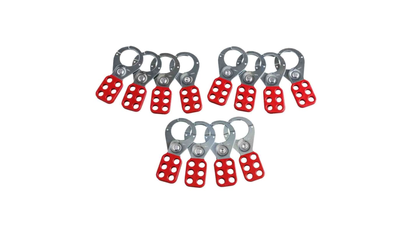 Brady Red 6-Lock Steel, Vinyl Lockout Hasp, 12.7mm Shackle