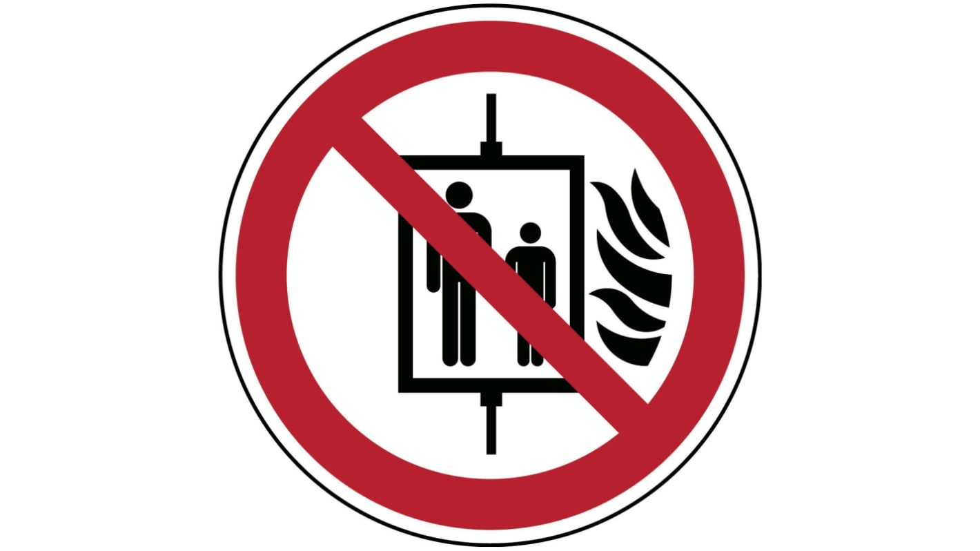 Brady Verbotszeichen, Aufzug im Brandfall nicht benutzen, selbstklebend