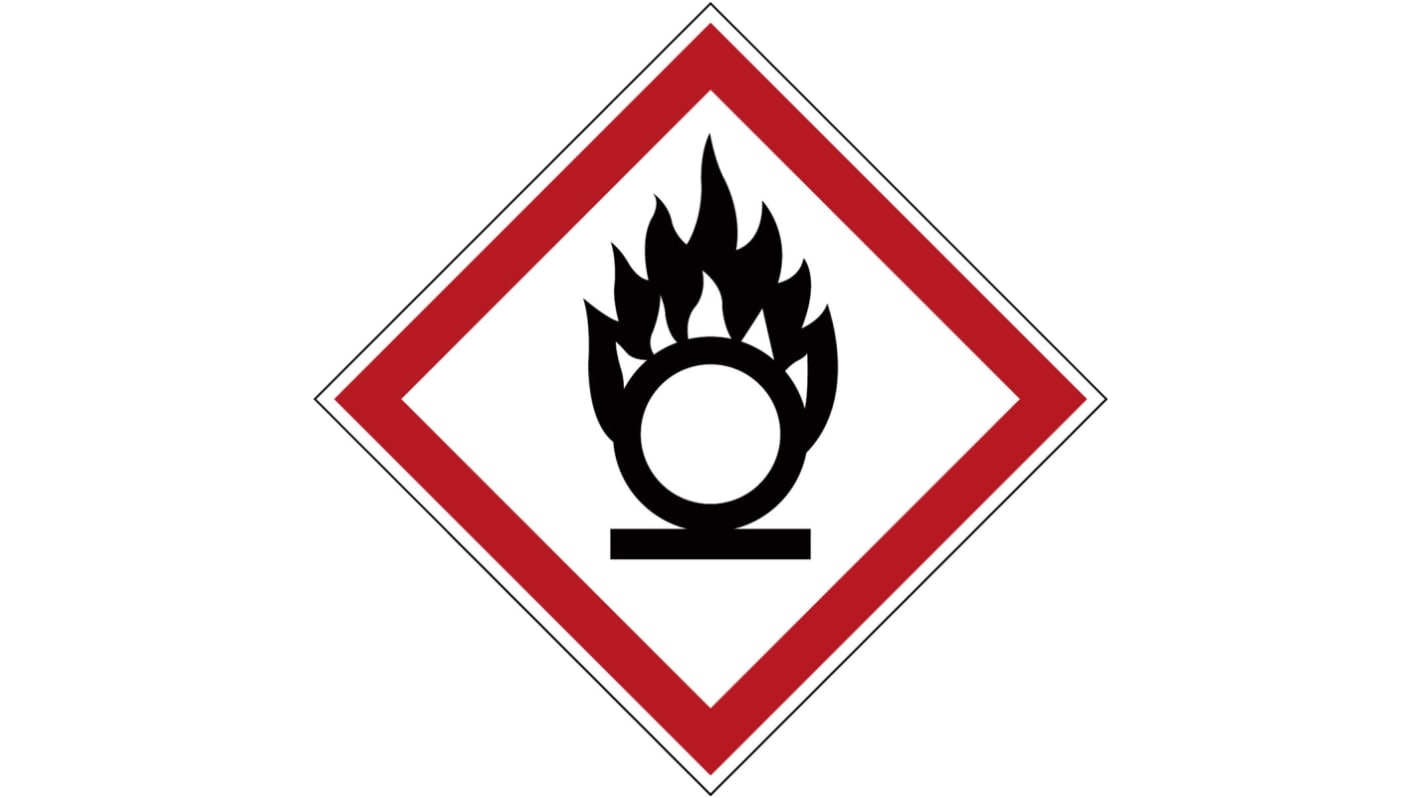 Etiqueta de seguridad contra incendios autoadhesiva con pictograma: Oxidante, texto en : x 21 mm