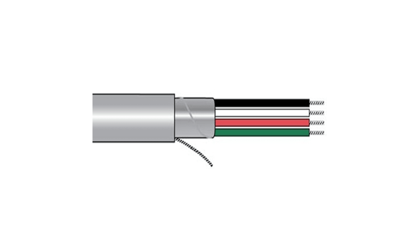 Alpha Wire Multicore, Twisted Pair Control Cable, 0.25 mm², 8 Cores, 24, Screened, 30m, Grey Sheath