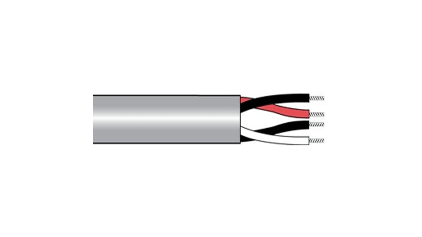 Alpha Wire Alpha Essentials Communication & Control Control Cable, 2 Cores, 0.75 mm², Unscreened, 500ft, Grey PVC