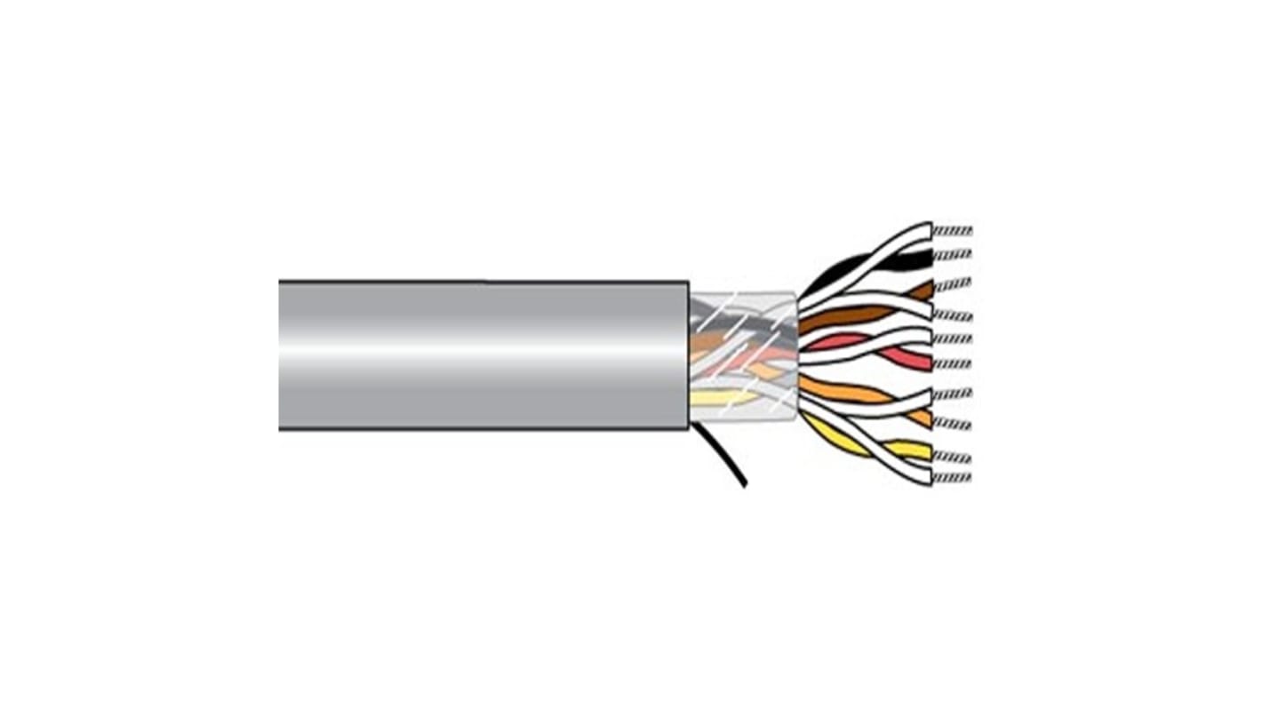 Alpha Wire Alpha Essentials Communication & Control Control Cable, 9 Cores, 0.5 mm², Screened, 1000ft, Grey PVC Sheath,