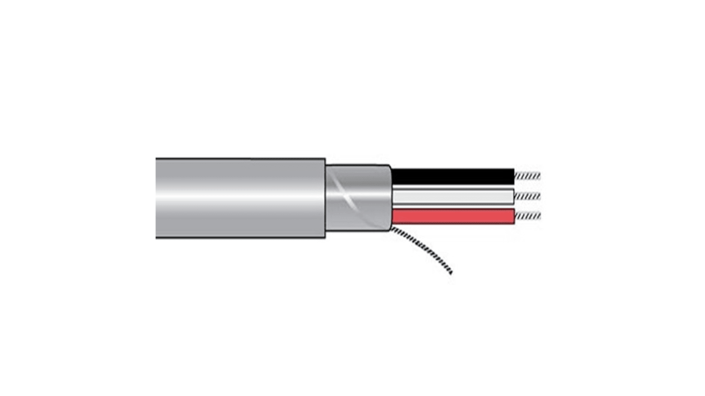 Alpha Wire Alpha Essentials Communication & Control Control Cable, 2 Cores, 0.25 mm², Screened, 100ft, Grey PVC Sheath,