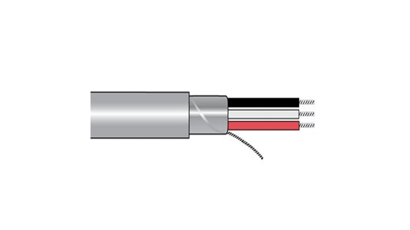 Alpha Wire Alpha Essentials Communication & Control Control Cable, 2 Cores, 0.75 mm², Screened, 100ft, Grey PVC Sheath,