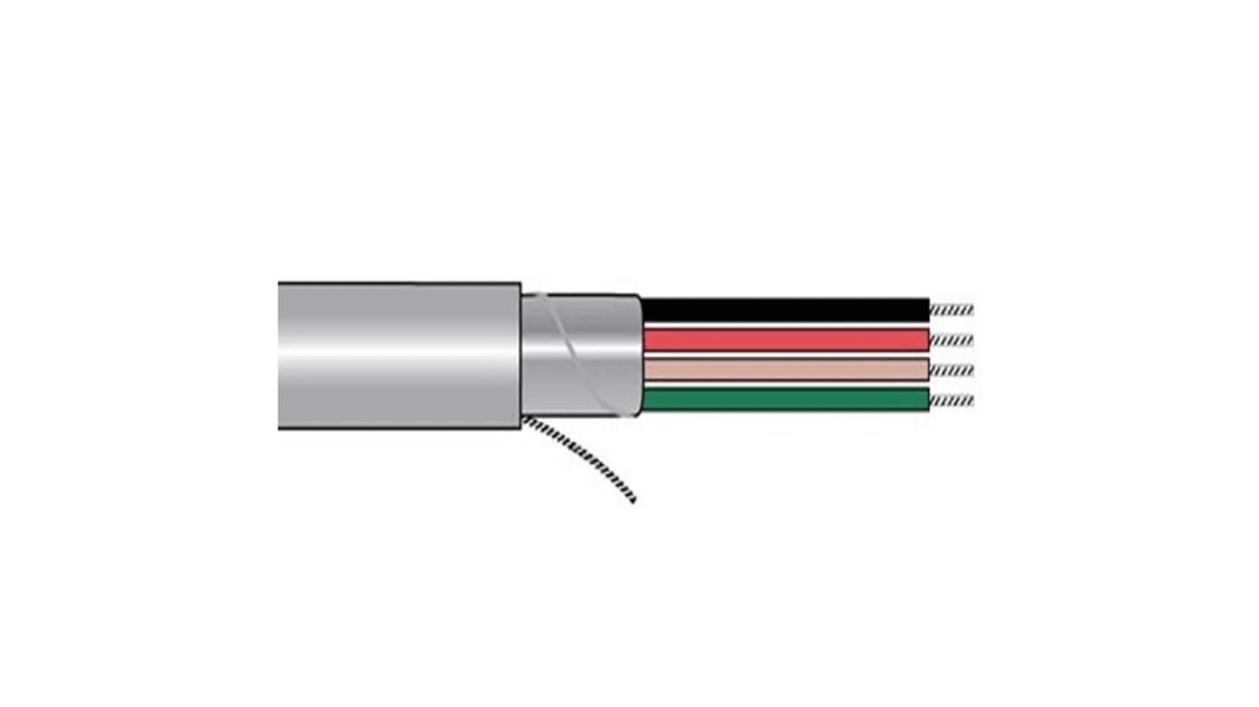 Alpha Wire Alpha Essentials Communication & Control Control Cable, 2 Cores, 0.5 mm², Screened, 500ft, Grey PVC Sheath,