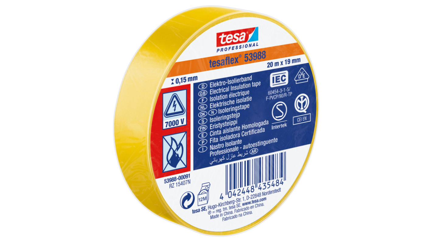 53988-00091-00 | Tesa SPVC ELECTRICAL Yellow PVC Electrical Insulation ...