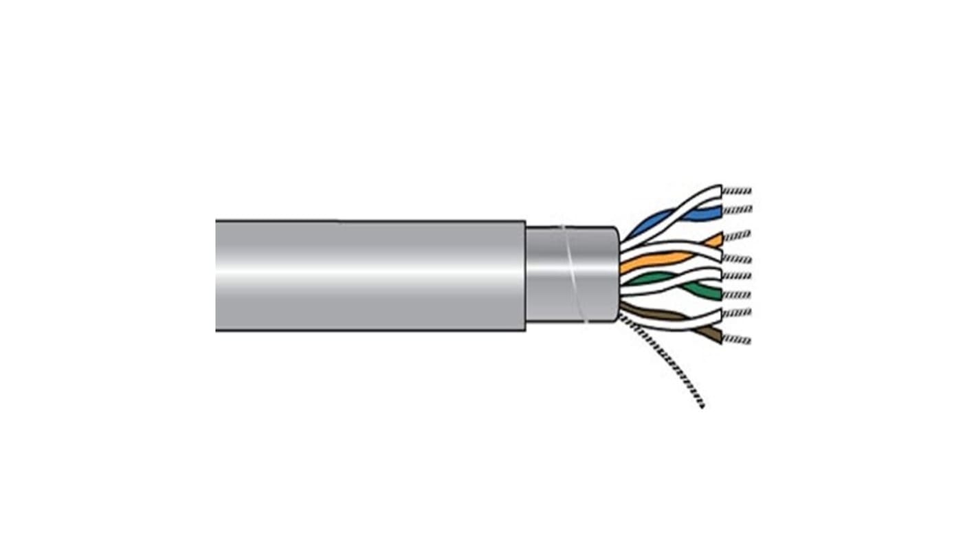 Alpha Wire 6084C Control Cable, 4 Cores, 0.25 mm², Screened, 500ft, Grey PVC Sheath, 24 AWG