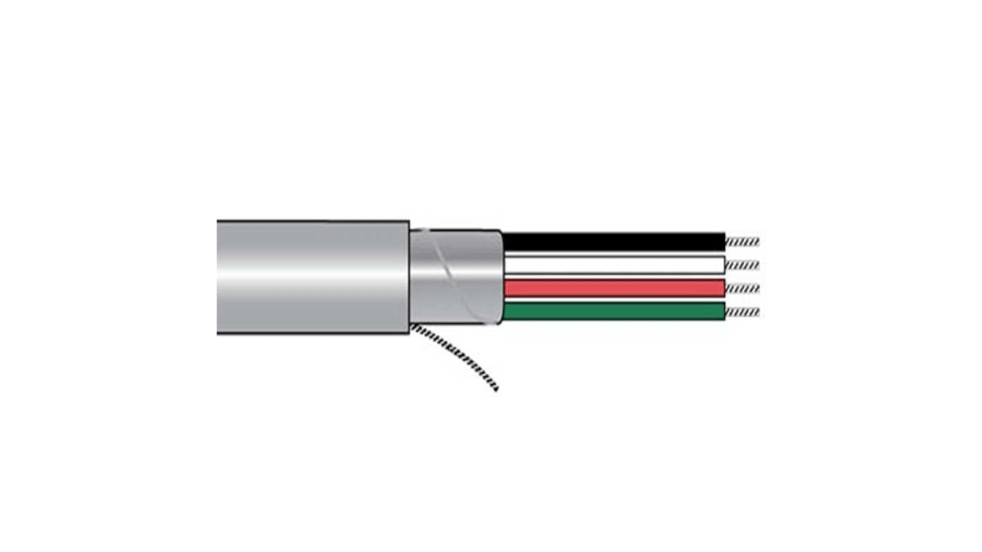 Alpha Wire 6300/10 Control Cable, 10 Cores, 0.25 mm², Screened, 1000ft, Grey PVC Sheath, 24 AWG