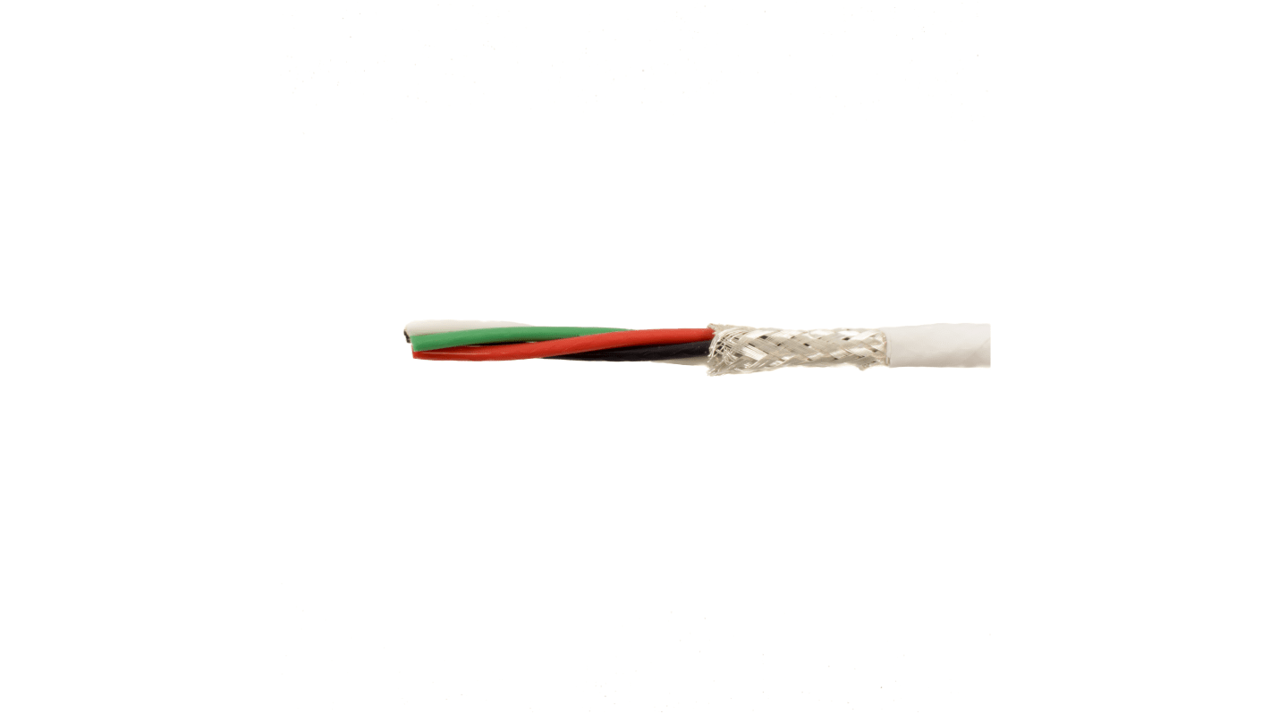 Alpha Wire Alpha Essentials Communication & Control Control Cable, 4 Cores, 0.34 mm², DEF STAN, Screened, 1000ft, Grey