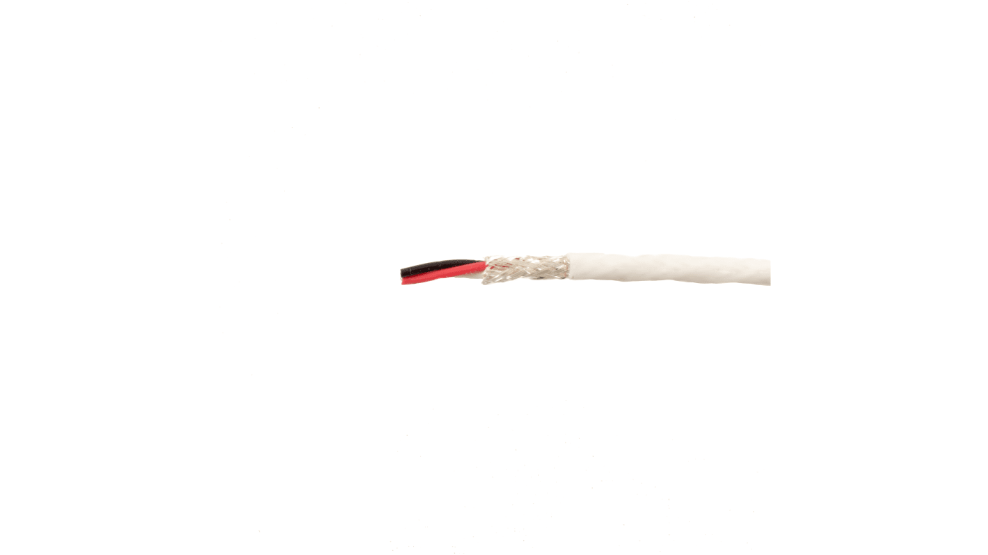 Alpha Wire Alpha Essentials Communication & Control Control Cable, 3 Cores, 0.35 mm², DEF STAN, Screened, 100ft, White