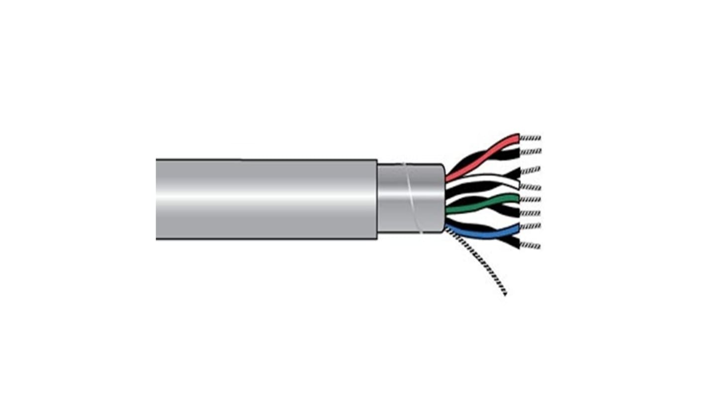 Alpha Wire Alpha Essentials Communication & Control Control Cable, 8 Cores, 0.34 mm², Screened, 1000ft, Grey PVC