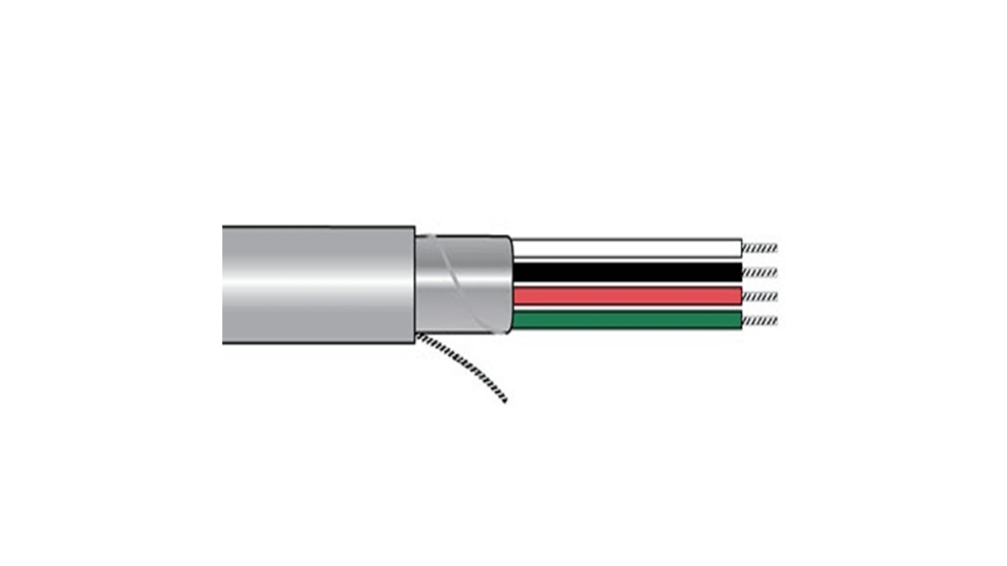 Alpha Wire Alpha Essentials Communication & Control Control Cable, 4 Cores, 0.34 mm², Screened, 100ft, Grey PVC Sheath,