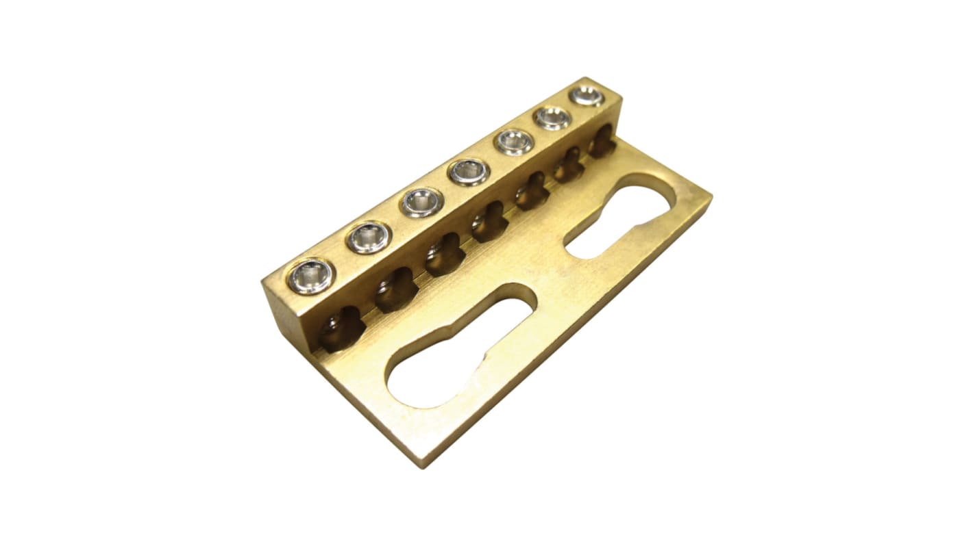 nVent ILSCO 7-Way Earth Terminal Block, 1.5 → 16mm², 16 → 6 AWG Wire, Busbar, Brass Housing