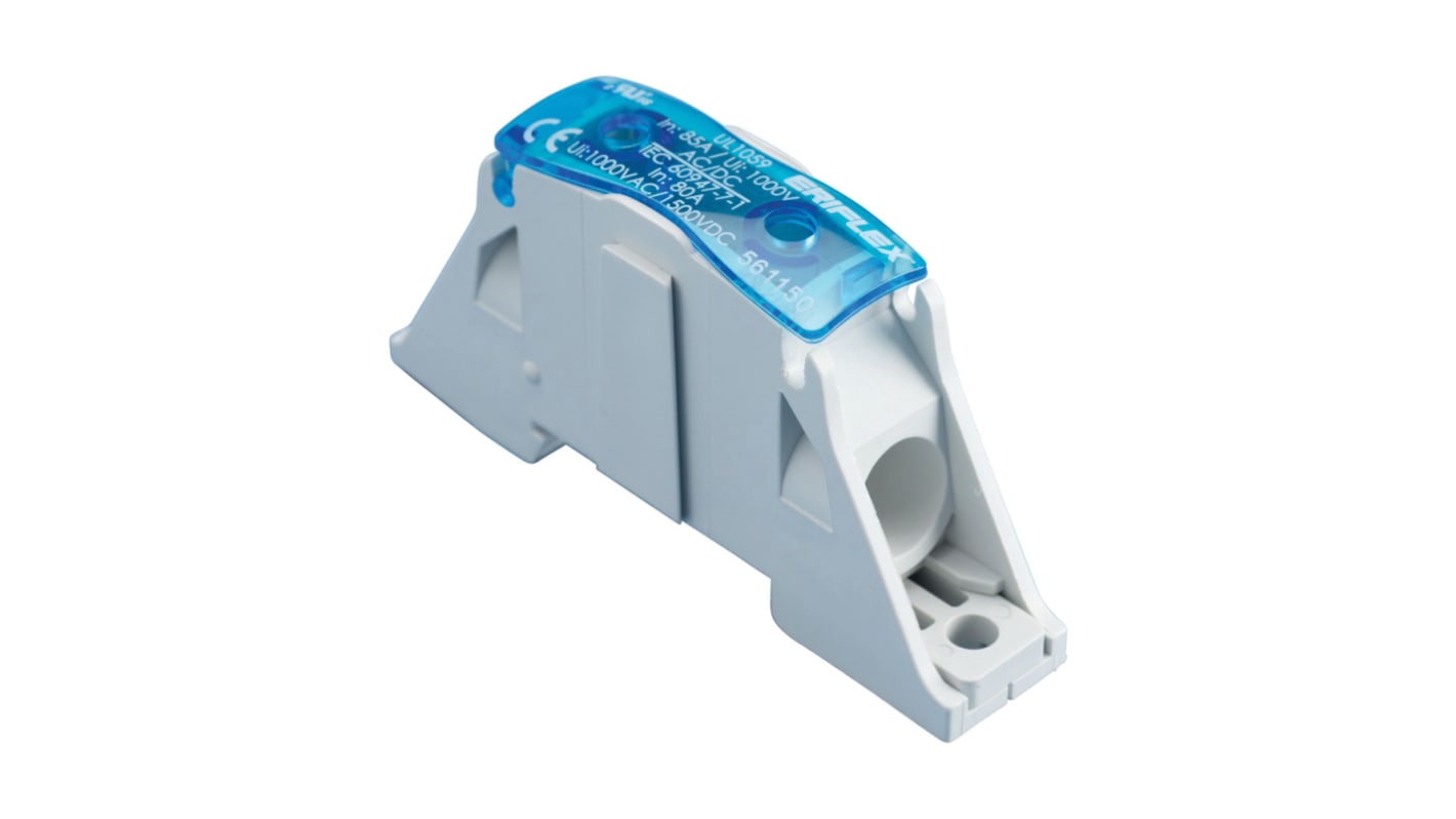 nVent ERIFLEX SB Series Terminal Block, 1-Way, 100A, 6 → 10 AWG Wire, Cage Clamp Termination