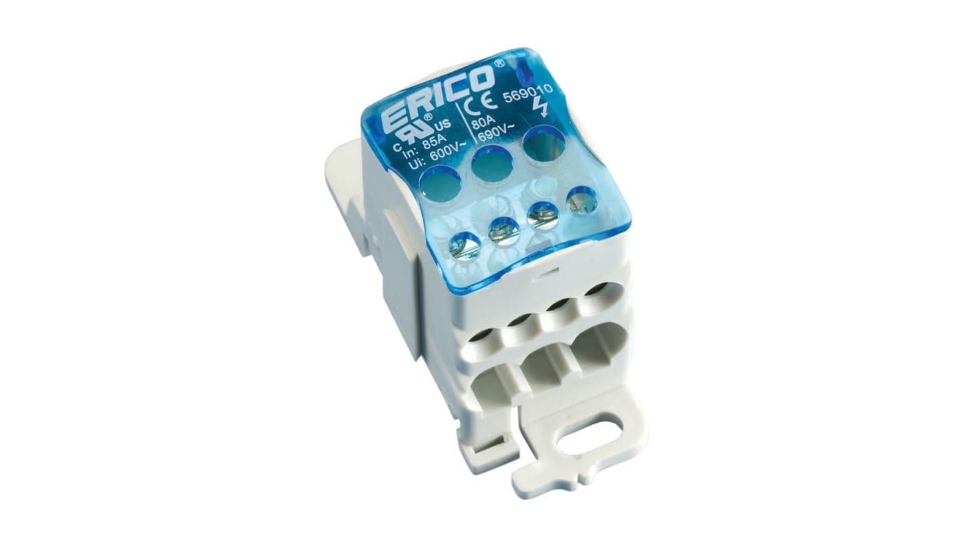 nVent ERIFLEX Distribution Block, 1 Way, 16mm², 80A, 1 kV, Blue