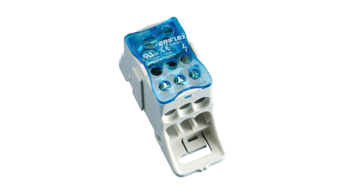 nVent ERIFLEX Distribution Block, 1 Way, 35mm², 125A, 1 kV, Blue