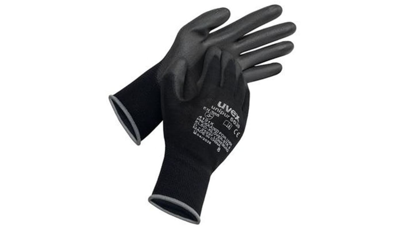 NIHON RIKOU SHUPPANKAI Unipur 6639 Black Polyamide Abrasion Resistant Work Gloves, Size 7, Polyurethane Coating