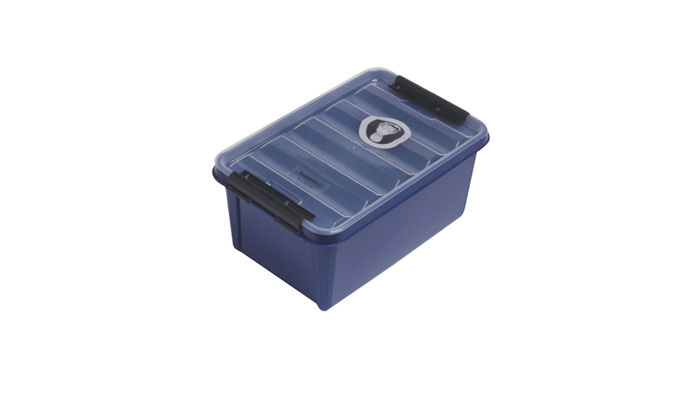 Sundstrom 8L Black, Blue Polypropylene Large Storage Box, 225mm x 160mm