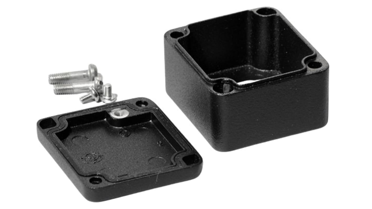 Hammond 1590Z Series Black Aluminium Enclosure, IP68, Flanged, Black Lid, 50 x 45 x 30mm