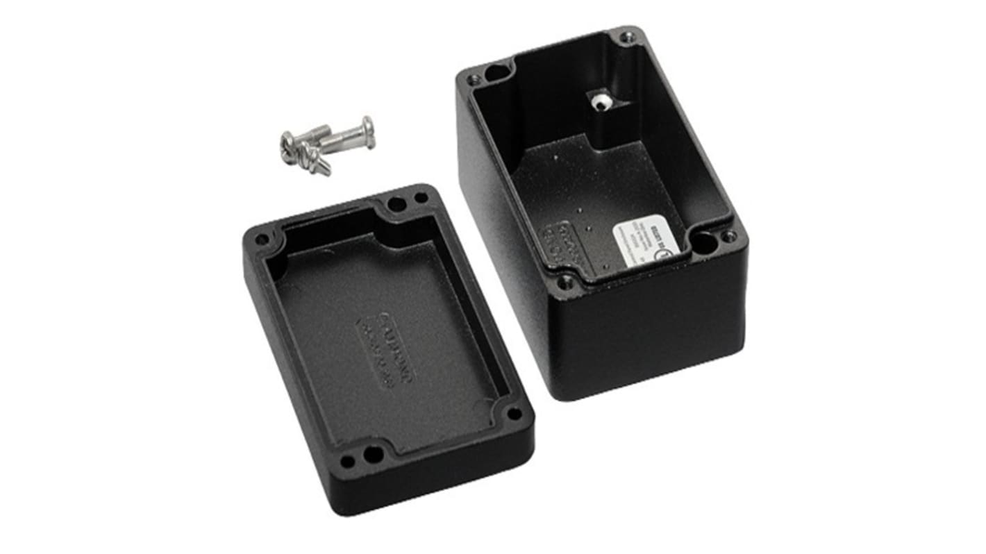 Hammond 1590Z Series Black Die Cast Aluminium Alloy Enclosure, IP68, Flanged, Black Lid, 98 x 64 x 34mm