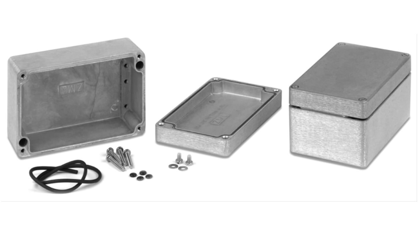 Hammond 1590Z Series Grey Die Cast Aluminium Alloy Enclosure, Flanged, Grey Lid, 200 x 80 x 60mm