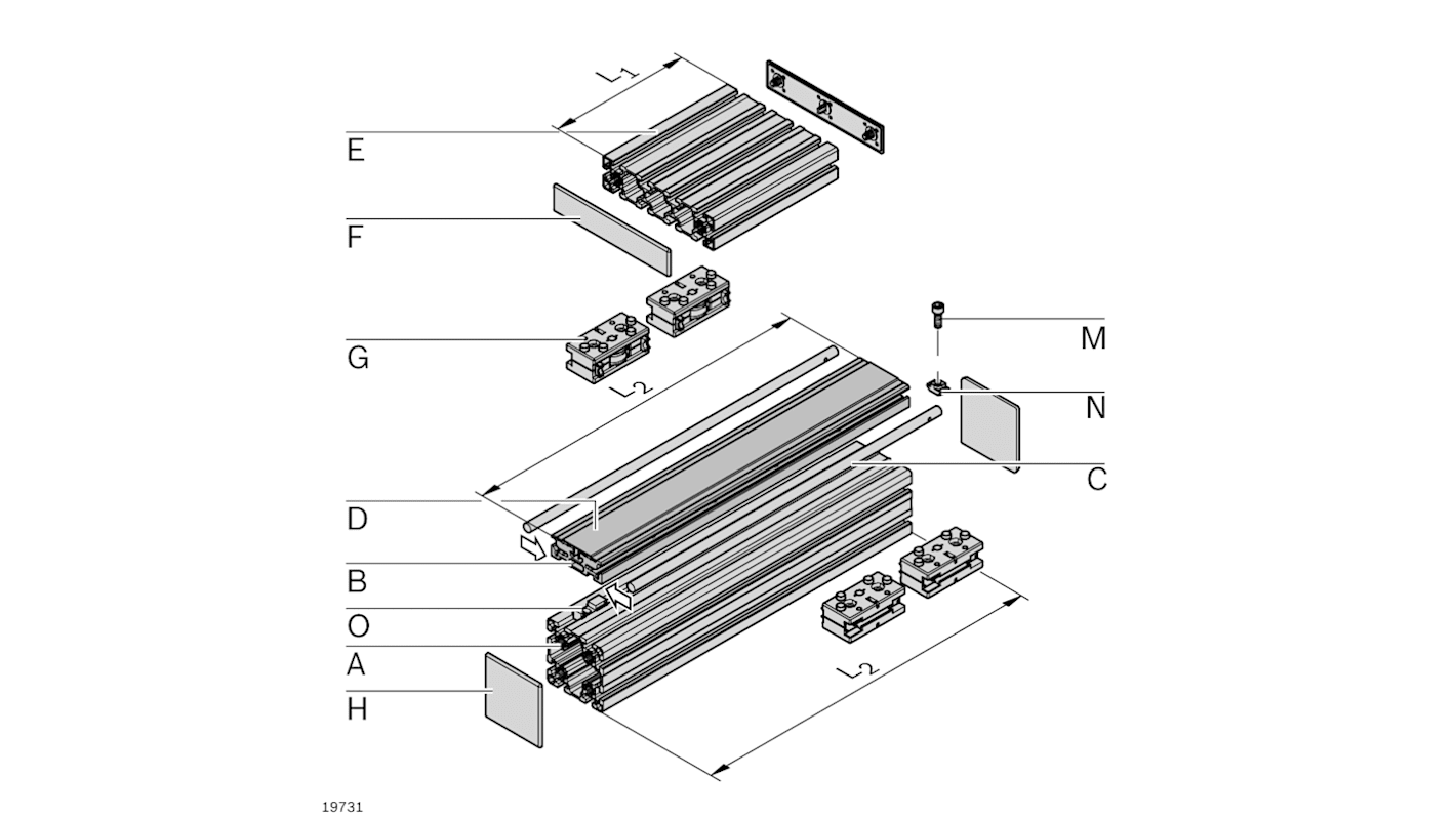 Rodamiento para guías lineales Bosch Rexroth serie LF12, dimensiones 90mm x 45mm