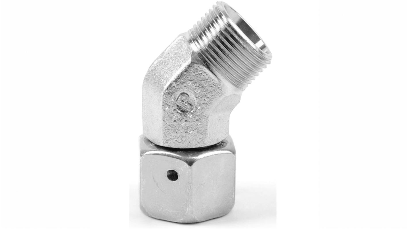 Parker Hydraulic Swivel Nut Elbow 6 mm to 6 mm, EV06LOMDCF