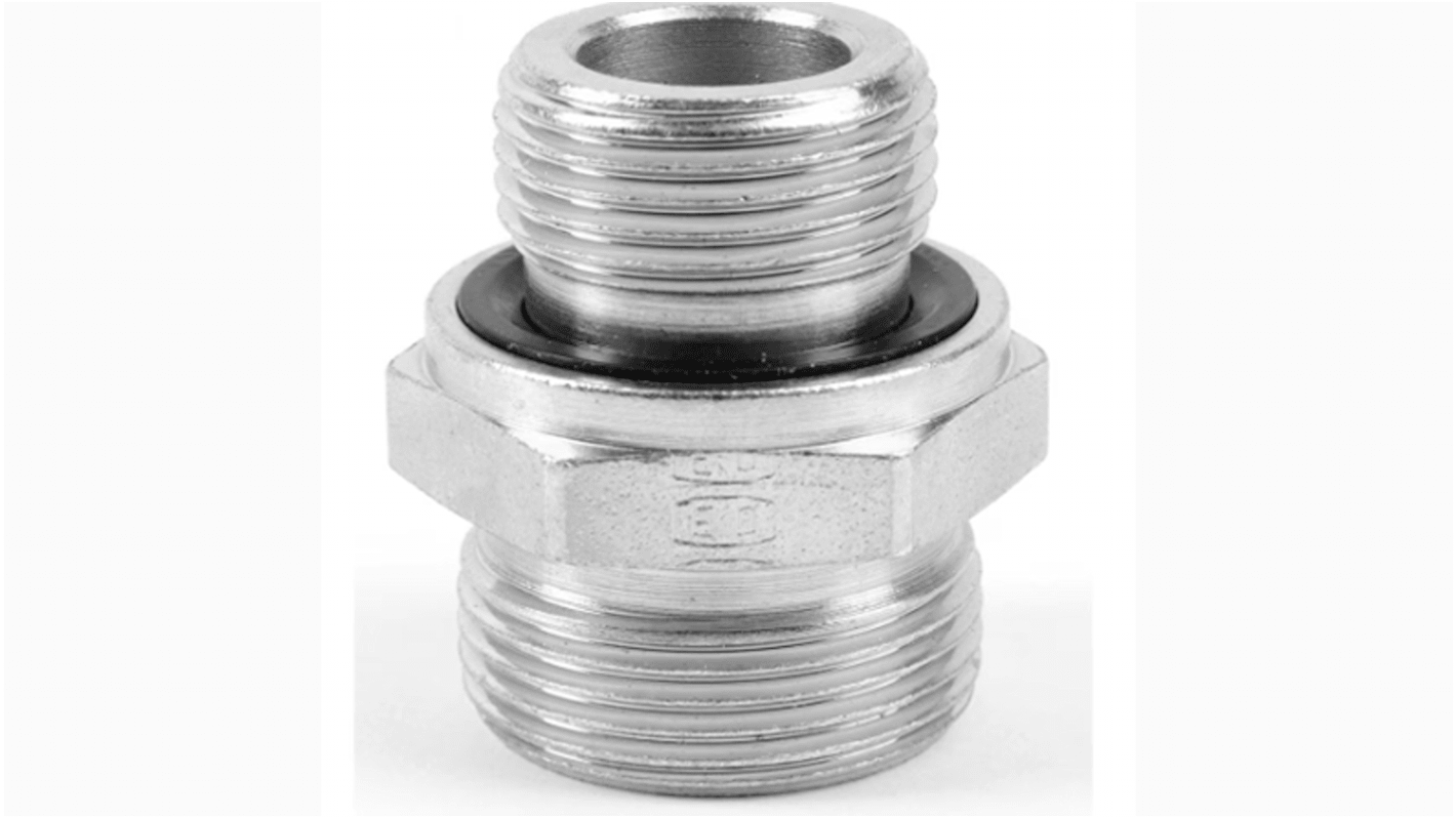 Racor hidráulico, Parker, GE22LREDOMD71, Connector A Tubo 22, Connector B G 3/4