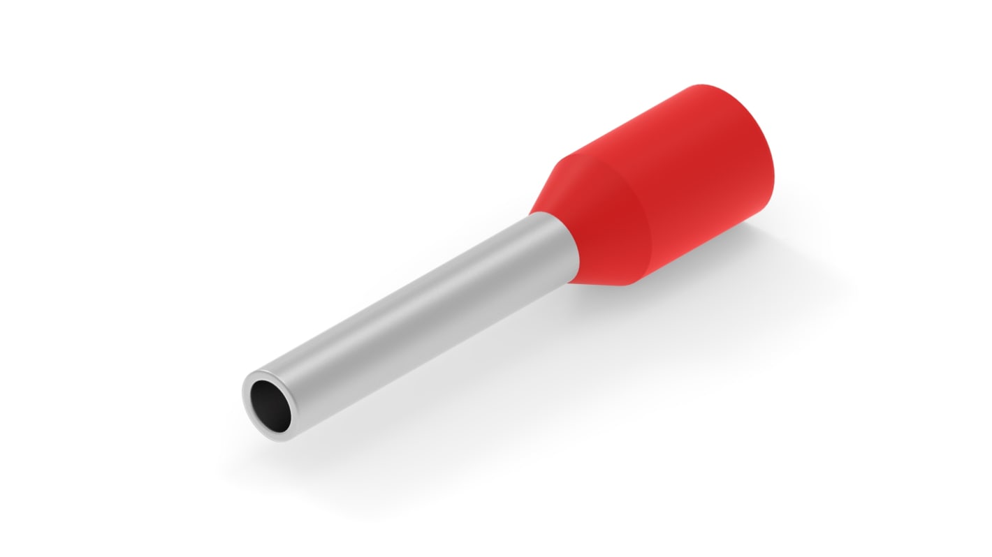 TE Connectivity, 1-966067 Insulated Ferrule, 10mm Pin Length, 1.40mm Pin Diameter, Red