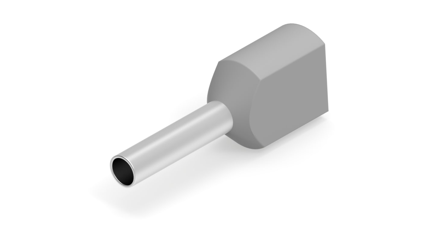 TE Connectivity, 966144 Insulated Ferrule, 8mm Pin Length, 1.70mm Pin Diameter, Grey