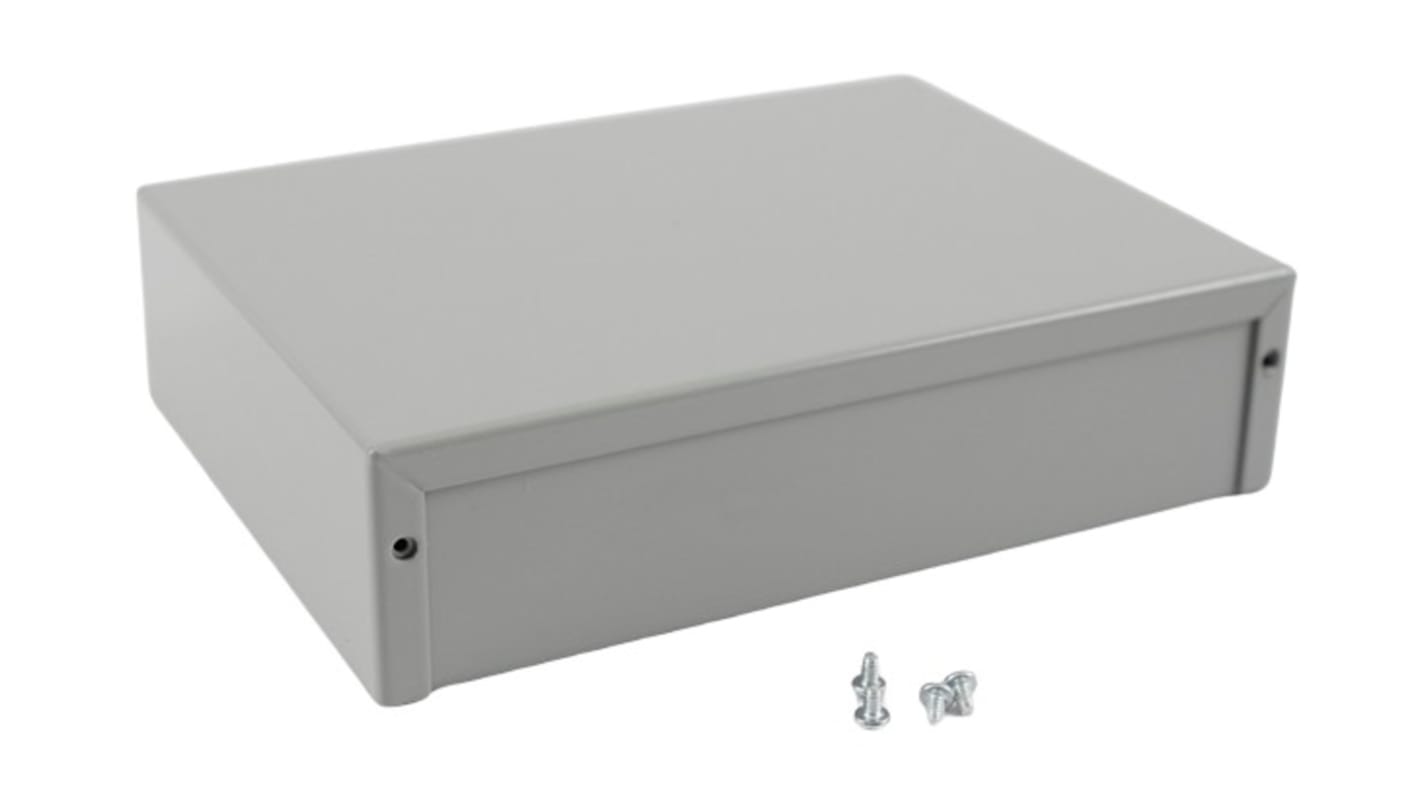 Hammond 1411-1412 Series Grey Aluminium, Steel Enclosure, Flanged, Grey Lid, 203 x 152 x 51mm