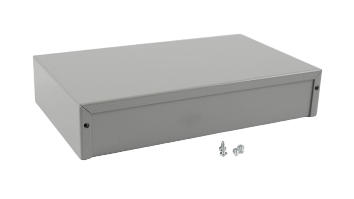 Hammond 1411-1412 Series Grey Aluminium, Steel Enclosure, Flanged, Grey Lid, 254 x 152 x 51mm