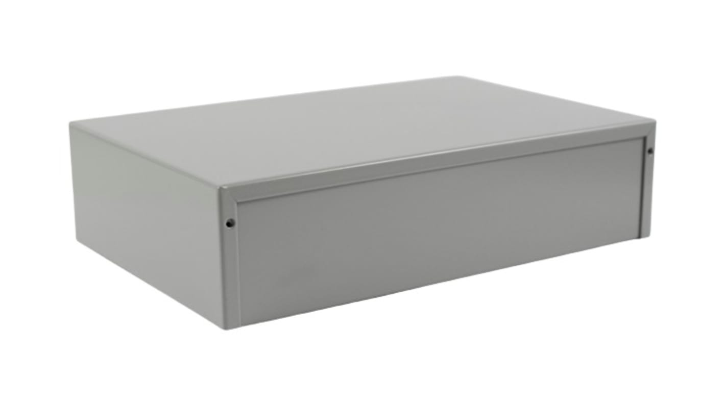 Hammond 1411-1412 Series Grey Aluminium, Steel Enclosure, Flanged, Grey Lid, 305 x 203 x 76mm