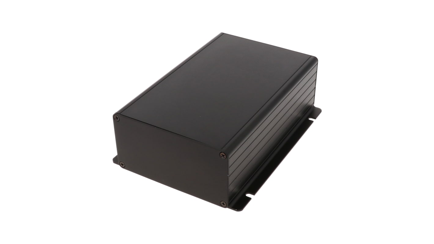 Hammond 1455F Series Black Aluminium Enclosure, IP54, Flanged, Black Lid, 121 x 78 x 28mm