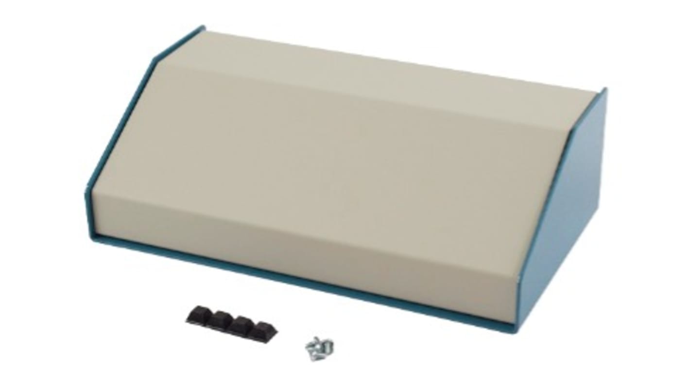 Hammond 1456 Series Blue Aluminium Enclosure, Beige Lid, 140 x 254 x 76mm