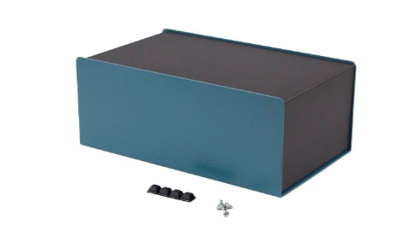 Hammond 1456 Series Blue Aluminium Aluminium Case, Flanged, Black Lid, 254 x 152 x 102mm