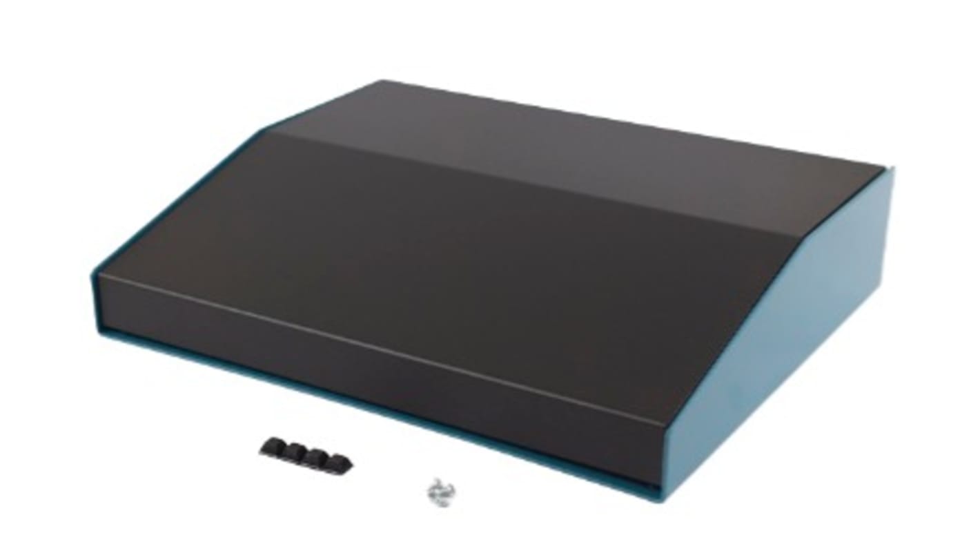 Hammond 1456 Series Blue Aluminium Aluminium Case, Flanged, Black Lid, 287 x 356 x 76mm