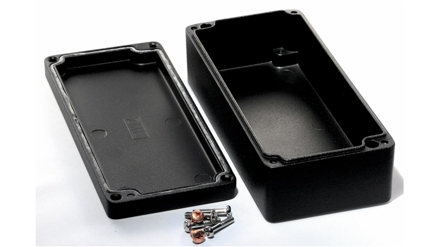 Hammond 1590Z Series Black Die Cast Aluminium Alloy Enclosure, IP68, Flanged, Black Lid, 175 x 52 x 80mm