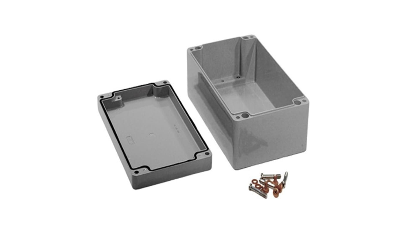 Hammond 1590Z Series Grey Die Cast Aluminium Alloy Enclosure, IP68, Flanged, Grey Lid, 260 x 160 x 90mm