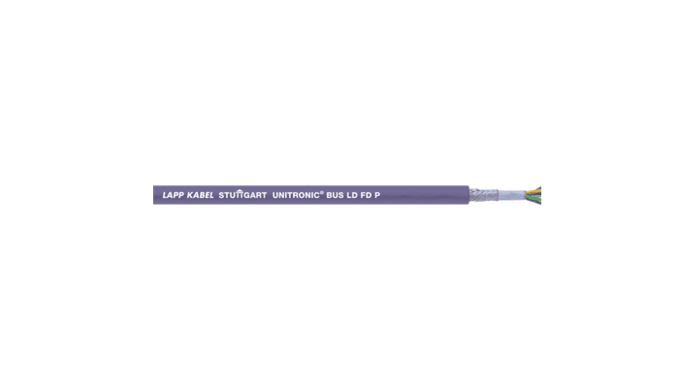 Cable de alimentación Datos Lapp de 2 núcleos, 0,25 mm2, long. 100m, 250 V ac, funda de PUR, Morado