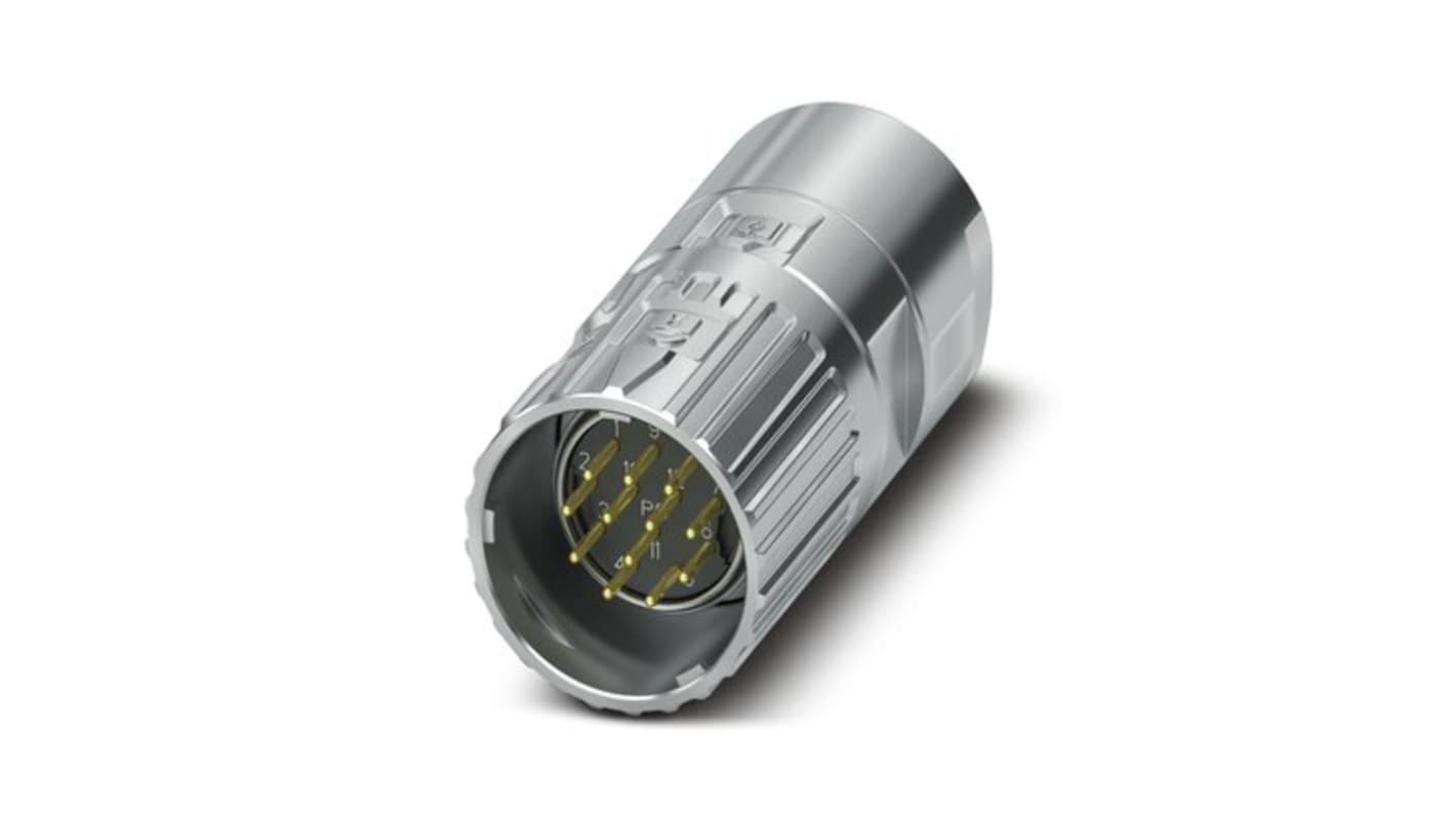 Phoenix Contact Connector, 12 Contacts, Cable Mount, M23 Connector, Plug, Male, IP66, IP68, IP69K, M23 PRO Series