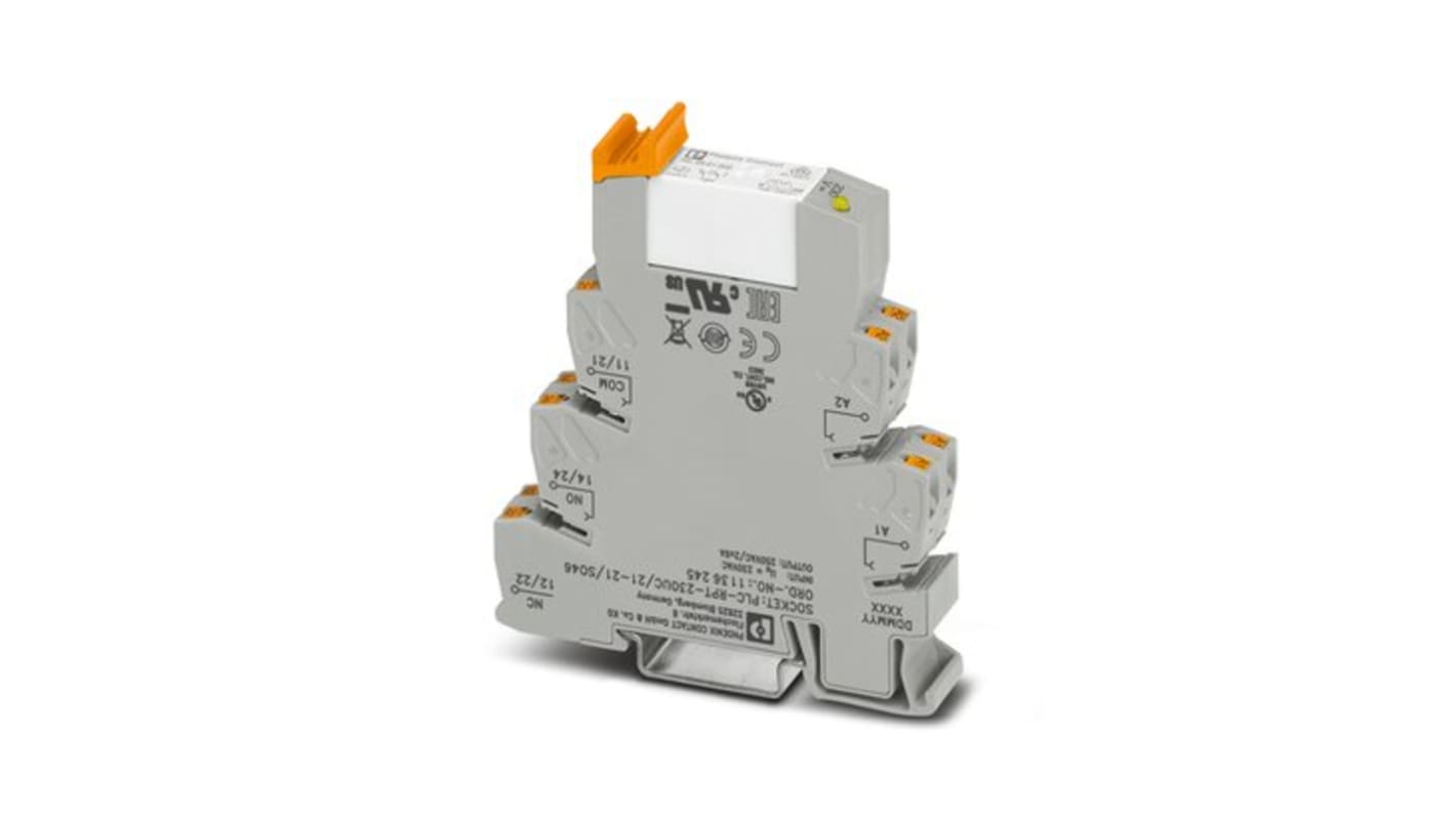 Phoenix Contact Relay Module, DIN Rail Mount, 110V dc Coil, DPDT, 10mA Load